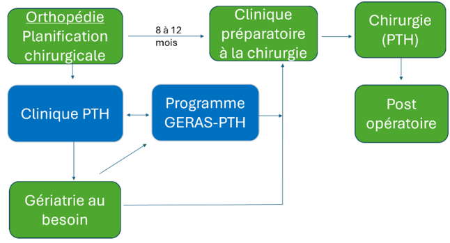 Trajectoire des soins proposée pour une PTH 1